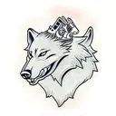 wolf head snarling tattoo design idea