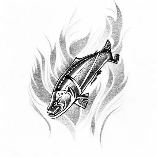 Salmon tattoo design idea