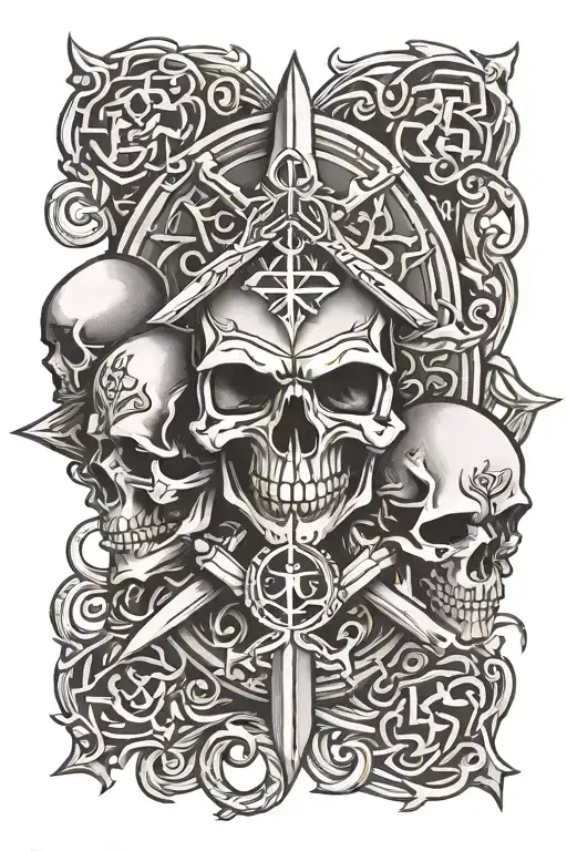 masonic symbol intertwined skull templar knight tattoo design idea