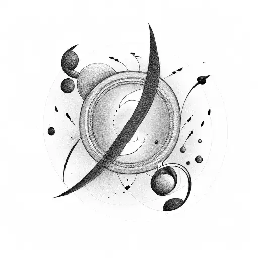 A cosmic symphony of music notes swirling around a black hole tattoo design idea