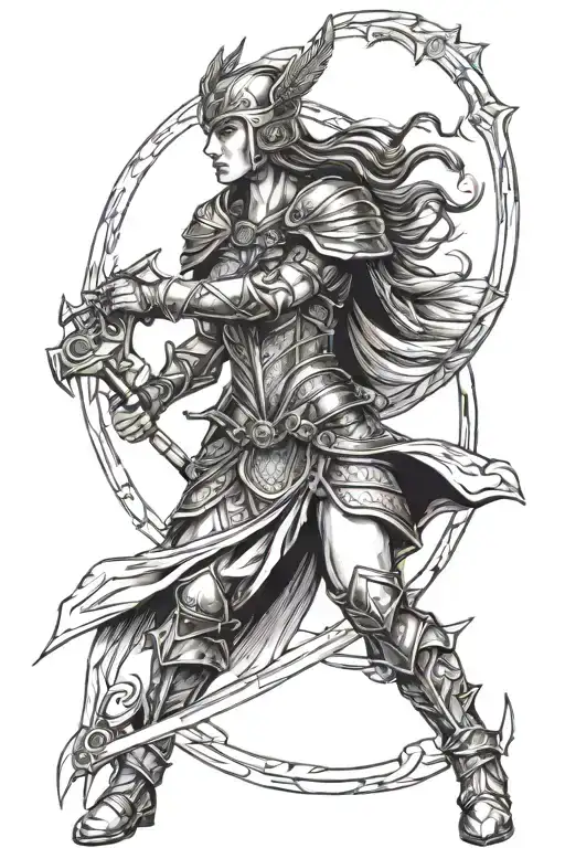 Valkyrie warrior tattoo design idea