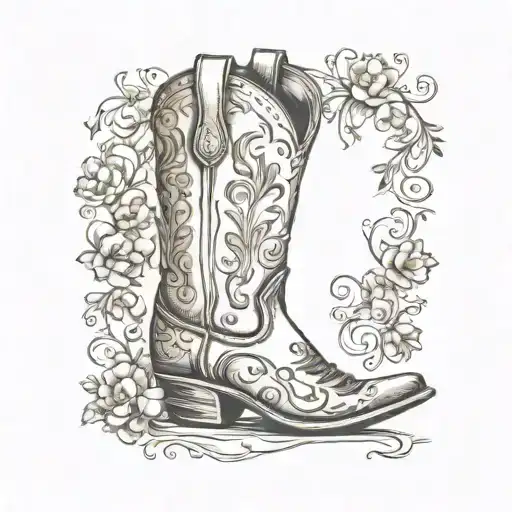 Cowboy boot tattoo design idea