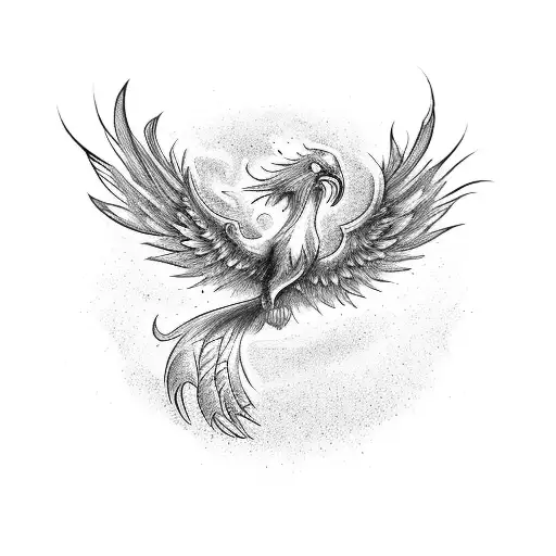 Create a tattoo of a phoenix in a unique and abstract style tattoo design idea