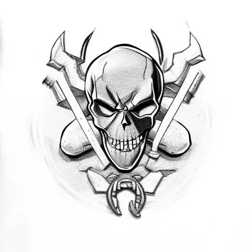skull with clovers with deadpool and spiderman included tattoo design idea