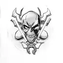 skull with clovers with deadpool and spiderman included tattoo design idea