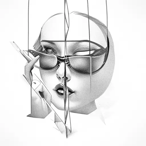 birdcage mind of a woman drinking door open tattoo design idea