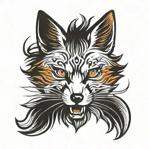 Angry Fox head tattoo design idea