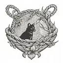 A basket weaving pattern with hidden animal silhouettes tattoo design idea