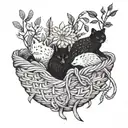 A basket weaving pattern with hidden animal silhouettes tattoo design idea