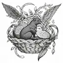 A basket weaving pattern with hidden animal silhouettes tattoo design idea