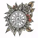 roman numerals surrounded tattoo design idea