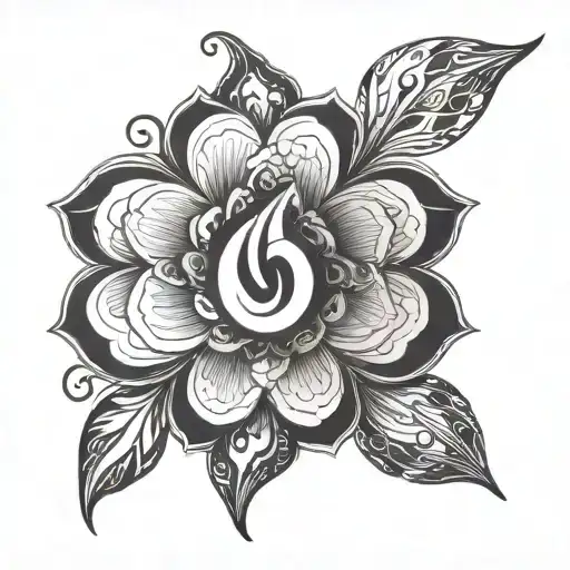 Semicolon made of lotus tattoo design idea