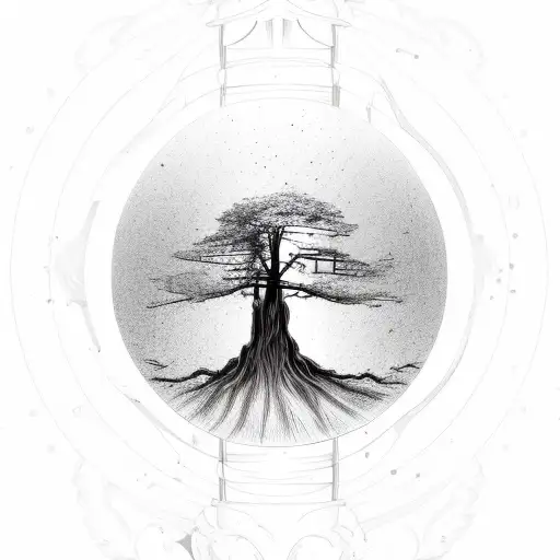 tree on top of a hourglass  tattoo design idea