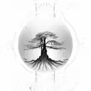 tree on top of a hourglass  tattoo design idea