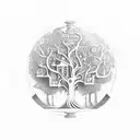tree on top of a hourglass  tattoo design idea