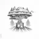 tree on top of a hourglass  tattoo design idea