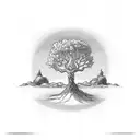 tree on top of a hourglass  tattoo design idea