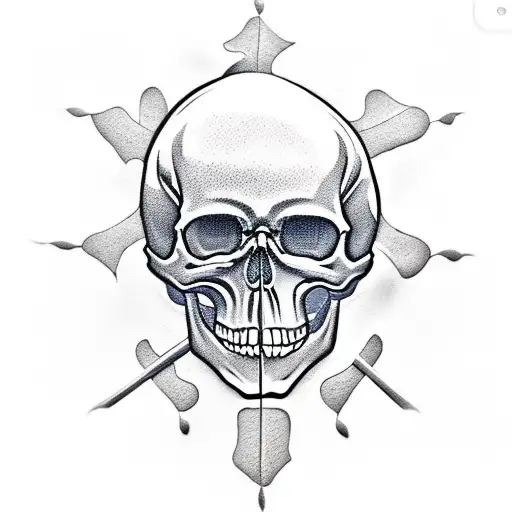 skull and crossbones red background  tattoo design idea
