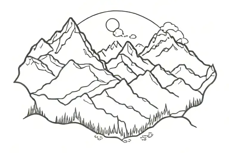 Mountain range silhouette tattoo design idea