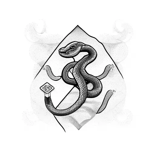 snake heartbeat and heart tattoo design idea