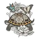 turtle and butterfly and lotus flower tattoo design idea