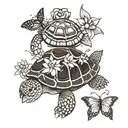 turtle and butterfly and lotus flower tattoo design idea