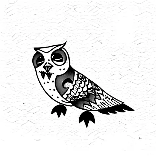 snowy owl carrying cute blue frog tattoo design idea