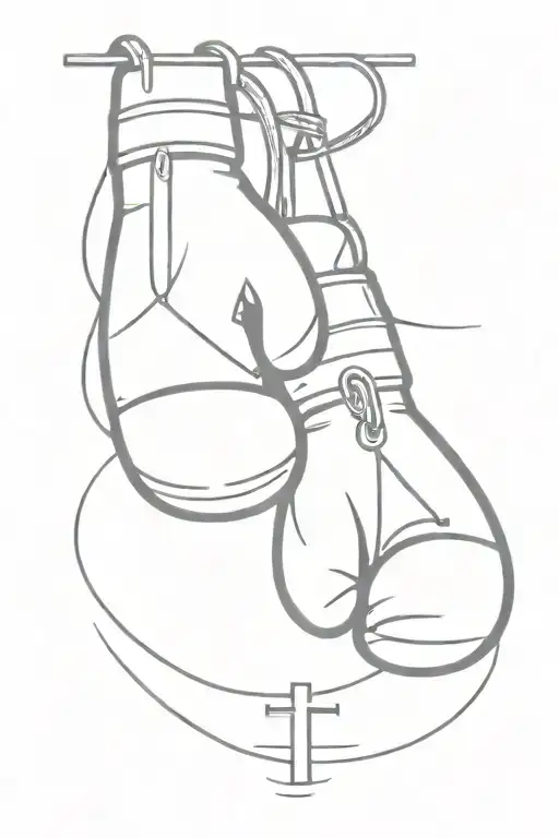 Cross with boxing gloves hanging tattoo design idea