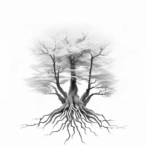 Tree of life, Thick trunk, dark background tattoo design idea