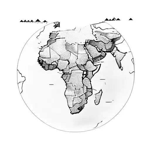 map of Africa outline, super-imposed tree tattoo design idea