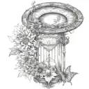 An hourglass moon dream catcher filled with sunflowers  and butterflies Queen Anne's lace nature tears tattoo design idea