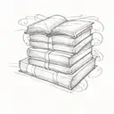 A sketch of a stack of books with a glowing light shining from within, representing the wisdom and knowledge gained through reading tattoo design idea
