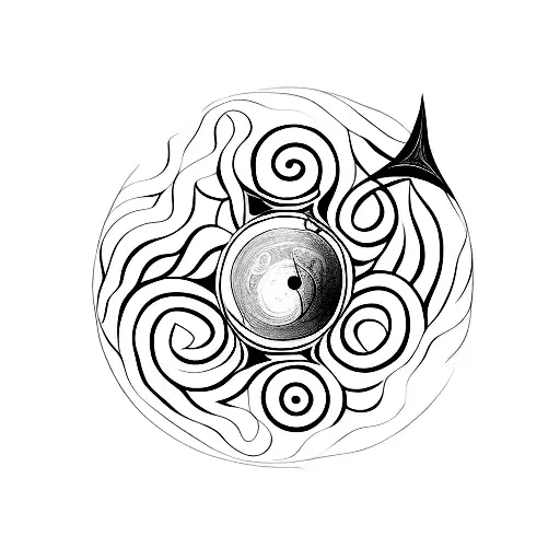 A minimalist tattoo of a vintage gramophone with a crescent moon as the soundwaves tattoo design idea