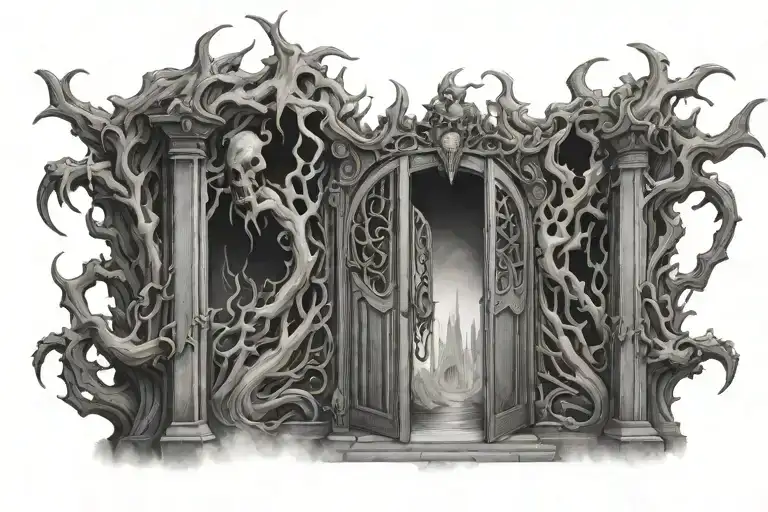 gates to hell portrayed tattoo design idea