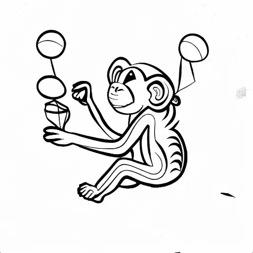 monkey holding a balloon  tattoo design idea