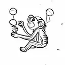 monkey holding a balloon  tattoo design idea