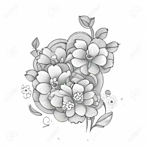 Cute very simple vector for mom with heart and cute flowers tattoo design idea