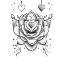 Cute very simple vector for mom with heart and cute flowers tattoo design idea
