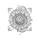 Baritone Saxophone wrapped with Sunflower tattoo design idea