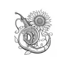 Baritone Saxophone wrapped with Sunflower tattoo design idea