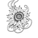 Baritone Saxophone wrapped with Sunflower tattoo design idea