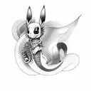 eevee playing saxophone tattoo design idea