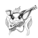 eevee playing saxophone tattoo design idea