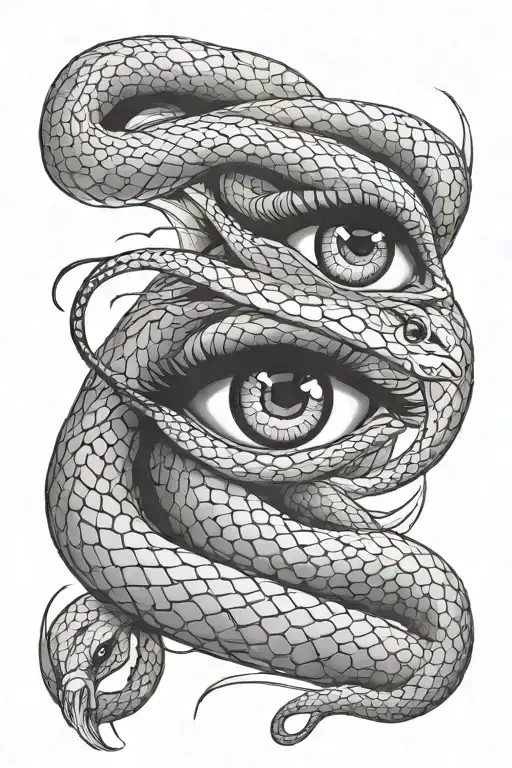 Snake wrapped around a womens eyes tattoo design idea