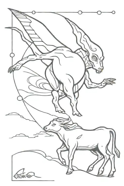 alien being abducted by a cow tattoo design idea