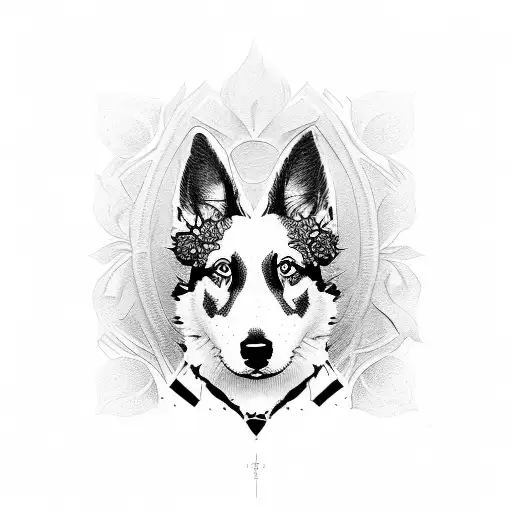 dog flower shepard mix  tattoo design idea