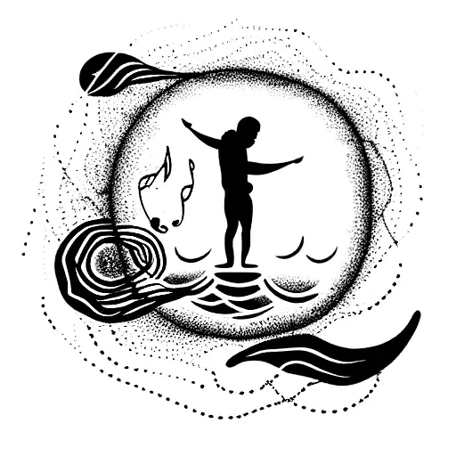 ocean with semi colon with music along with trust the process and incorperate gym tattoo design idea