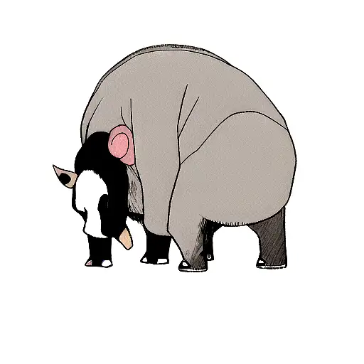 panda bear playing with a triceratops, elephant and Pig tattoo design idea