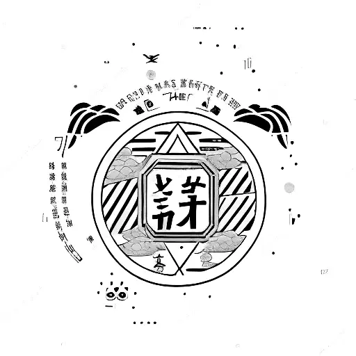 year of the pig symbol with golden circle around  tattoo design idea