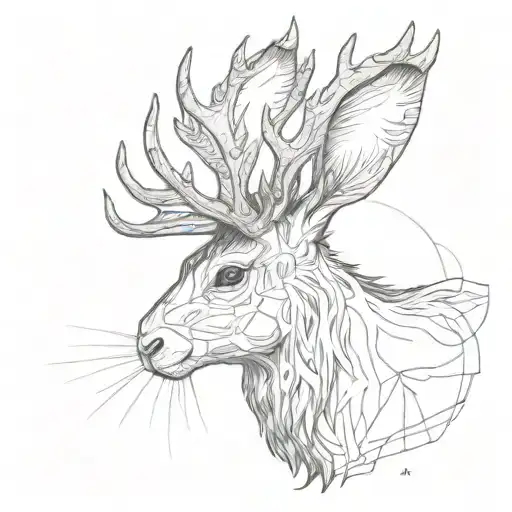 jackalope head facing forward tattoo design idea
